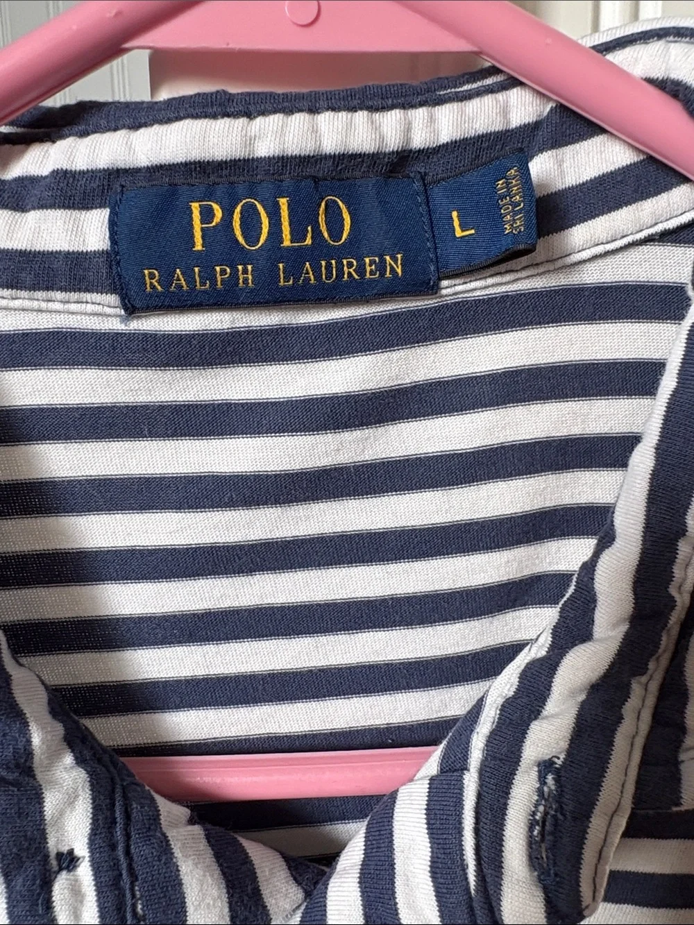 Ralph Lauren Polo Navy and White Striped Short Sleeve Shirt